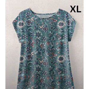 Floral Print Green Blouse